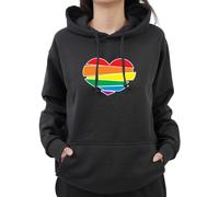 Graphic Impact Inspired Rainbow Pride Heart LGBTQ Love Is Love Proud Ally Heart Protest LGBTQ Rainbow Flag Gay Pride Ally Teen Adults Unisex Hoodie(M, Black)
