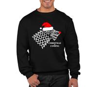 Graphic Impact Inspired Wolf In The North Ugly Christmas Theme Xmas Jumper Adults Unisex Sweater (Black, XLarge)