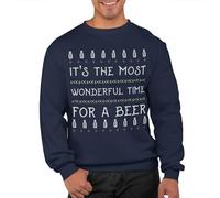 Graphic Impact it’s the Most Wonderful Time For A Beer Unisex Christmas Sweatshirt Adults Funny Ugly Rude Xmas Jumper Festive Men Women Sweat Advent Accessories(Navy, XL)