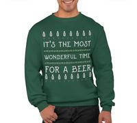 Graphic Impact it’s the Most Wonderful Time For A Beer Unisex Christmas Sweatshirt Adults Funny Ugly Rude Xmas Jumper Festive Men Women Sweat Advent Accessories(Bottle Green, XXL)