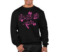 Graphic Impact Its Giving Ho Vibes Unisex Christmas Sweatshirt Adults Funny Ugly Rude Xmas Jumper Festive Sweater Men Women Sweat Advent Accessories(Black, M)