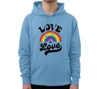 Graphic Impact Love is Love Vintage Pride Hoodie Rainbow Flag LGBTQ Ally Jumper Gay Pride Clothing Rainbow Clothing Novelty Hoodies Personalised Sweat(XXL,Sky Blue)