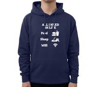 Graphic Impact Ltd Funny All I Need In Life Is Food Sleep And Wifi Sarcastic Novelty Print Tee For Kids Teen Adults Unisex Hoodie(S, Navy)