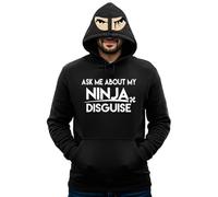 Graphic Impact Ltd Funny Do You Want to See My Ninja Disguise Funny Flip Hood Ninja Lovers Gift For Kids Teen Adults Unisex Hoodie(XXL, Black)
