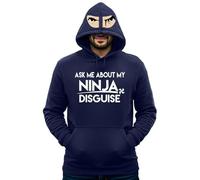 Graphic Impact Ltd Funny Do You Want to See My Ninja Disguise Funny Flip Hood Ninja Lovers Gift For Kids Teen Adults Unisex Hoodie(L, Navy)