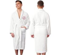 Graphic Impact Ltd Unisex Bathrobe Towelling Front Custom Text Super Soft Bath Wrap Housecoat Spa Gym Shawl 100% Egyptian Cotton Terry Plain Bathrobe (White, S-M)