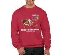 Graphic Impact Merry Christmas and Happy New Year Sweatshirt Adults Novelty Ugly Sweaters Xmas Jumper Day Funny Rude Sexy Matching Pullover Christmas Collection Star Sweater for Men Women(Red, L)