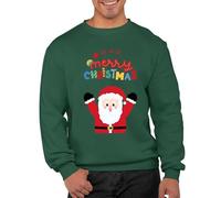 Graphic Impact Merry Christmas Cute Santa Xmas Sweatshirt Funny Rude Ugly Matching Sweater Star For Adults Unisex Novelty Christmas Jumper Day Novelty Sweat(Bottle Green, L)