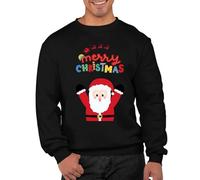 Graphic Impact Merry Christmas Cute Santa Xmas Sweatshirt Funny Rude Ugly Matching Sweater Star For Adults Unisex Novelty Christmas Jumper Day Novelty Sweat(Black, XXL)