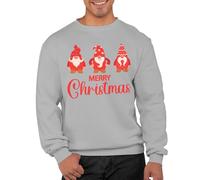 Graphic Impact Merry Christmas Gnomes Pullover Novelty Sweatshirt Unisex Festive Sweater Mens Women Xmas Jumper(Heather Grey, S)