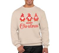Graphic Impact Merry Christmas Gnomes Pullover Novelty Sweatshirt Unisex Festive Sweater Mens Women Xmas Jumper(Sand, L)