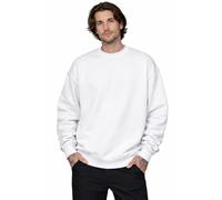 Graphic Impact Oversized Crewneck Unisex Sweatshirt - Heavyweight Cozy Cotton Blend Streetwear Pullover Hoodless Jumper - Baggy Fit Long Sleeve Drop Shoulder Casual Lounge Everyday Essential White