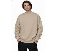 Graphic Impact Oversized Crewneck Unisex Sweatshirt - Heavyweight Cozy Cotton Blend Streetwear Pullover Hoodless Jumper - Baggy Fit Long Sleeve Drop Shoulder Casual Lounge Everyday Essential Sand