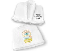 Graphic Impact Personalised Cheff Collection Robe Unisex Egyptian Cotton Terry Towelling Novelty Bathrobe Womens and Mens (UK, Alpha, S, M, Regular, Regular, Chest Custom Text + Back Logo, Butter)