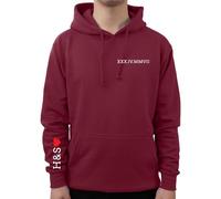 Graphic Impact Personalised Chest Sleeve Custom Anniversary Roman Date Him Her Unisex Hoodie Gift Idea Wife Husband Girlfriend Boyfriend Love Valentines Day Couples Matching Hoodies(Wine,XXL)