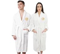 Graphic Impact Personalised His and Hers Royals Robe Unisex Egyptian Cotton Terry Towelling Novelty Bathrobe Womens and Mens(KING/QUEEN,WHT,S/M)