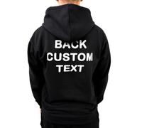 Graphic Impact Personalised Unisex Adult And Kids Your Back Custom Text Any Color Any Size Funny Quotes Hoodie Hooded Top (XXL - Black)
