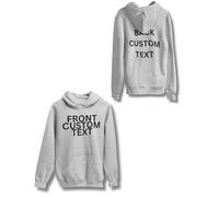 Graphic Impact Personalised Unisex Adult And Kids Your Front And Back Custom Text Any Color Any Size Funny Quotes Hoodie Hooded Top (9/11 Yrs - Sports Grey)
