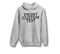 Graphic Impact Personalised Unisex Adult And Kids Your Front Custom Text Any Color Any Size Funny Quotes Hoodie Hooded Top (XL - Sports Grey)