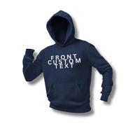 Graphic Impact Personalised Unisex Adult And Kids Your Front Custom Text Any Color Any Size Funny Quotes Hoodie Hooded Top (XXL - Navy)