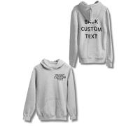 Graphic Impact Personalised Unisex Adult And Kids Your Left Breast And Back Custom Text Any Color Any Size Funny Quotes Hoodie Hooded Top (XL - Sports Grey)