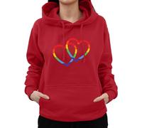 Graphic Impact Pride Hearts LGBTQ Hoodie Rainbow Gay Clothing Pride Festival Clothes Heart Print LGBTQ Pride Jumper(M,Red)