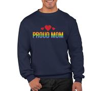 Graphic Impact Proud Mum Trans Pride Sweater Transgender Flag LGBTQ Unique Tees Personalised Sweatshirt Custom Adults Unisex Design(L,Navy)