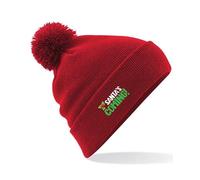 Graphic Impact Santa's Coming Bobble Beanie Hat Lightweight Cosy Double Layer Cuffed Hat Pom Pom Merry Xmas Cute Hat Design Funny Warm Kids Teen Adults Unisex Winter Christmas (Red)