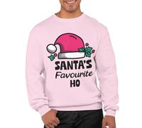 Graphic Impact Santas Favourite Ho Unisex Christmas Sweatshirt For Adults Funny Ugly Rude Novelty Xmas Jumper Festive Sweater Men Women Age Sweat Advent Accessories (Pink, L)