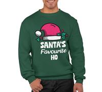 Graphic Impact Santas Favourite Ho Unisex Christmas Sweatshirt For Adults Funny Ugly Rude Novelty Xmas Jumper Festive Sweater Men Women Age Sweat Advent Accessories (Bottle Green, L)