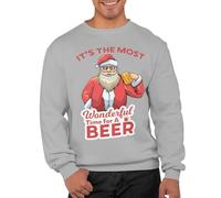 Graphic Impact The Most Wonderful Time For A Beer Unisex Christmas Sweatshirt For Adults Funny Novelty Xmas Jumper Festive Sweater Advent Accessories(Heather Grey, M)