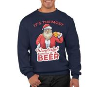 Graphic Impact The Most Wonderful Time For A Beer Unisex Christmas Sweatshirt For Adults Funny Novelty Xmas Jumper Festive Sweater Advent Accessories(Navy, XL)
