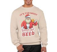 Graphic Impact The Most Wonderful Time For A Beer Unisex Christmas Sweatshirt For Adults Funny Novelty Xmas Jumper Festive Sweater Advent Accessories(Sand, XXL)