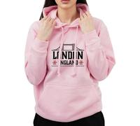 Graphic Impact Union Jack London Hoodie England Souvenir Novelty British Flag I Love London Novelty Personalised Funny Custom Adults and Kids Hoodies Unisex Mens Womens Kids(M,Pink)