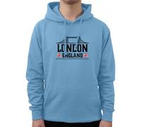 Graphic Impact Union Jack London Hoodie England Souvenir Novelty British Flag I Love London Novelty Personalised Funny Custom Adults and Kids Hoodies Unisex Mens Womens Kids(XL,Sky Blue)