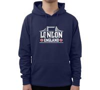 Graphic Impact Union Jack London Hoodie England Souvenir Novelty British Flag I Love London Novelty Personalised Funny Custom Adults and Kids Hoodies Unisex Mens Womens Kids(2XS, Navy, 9_11 Years)
