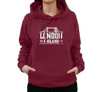 Graphic Impact Union Jack London Hoodie England Souvenir Novelty British Flag I Love London Novelty Personalised Funny Custom Adults and Kids Hoodies Unisex Mens Womens Kids(XL,Wine)