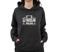 Graphic Impact Union Jack London Hoodie England Souvenir Novelty British Flag I Love London Novelty Personalised Funny Custom Adults and Kids Hoodies Unisex Mens Womens Kids(M,Black)