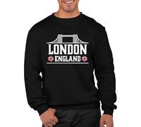 Graphic Impact Union Jack London Sweatshirt England Souvenir Novelty British Flag I Love London Novelty Personalised Funny Custom Adults and Kids Unisex Sweatshirts(XL,Black)