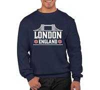 Graphic Impact Union Jack London Sweatshirt England Souvenir Novelty British Flag I Love London Novelty Personalised Funny Custom Adults and Kids Unisex Sweatshirts(2XS, Navy, 9_11 Years)