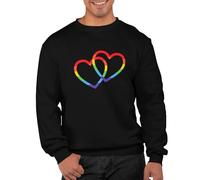 Graphic Impact Women's Rainbow Heart Print Sweatshirt Jumper Pride Sweater Clothing for Women Novelty Sweatshirts LGBTQ Gay Pride Festival Top Personalised Sweaters Unique Designs(M,Black)
