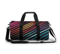 Graphic Lines Sport Gym Duffle Travel Bag for Women Men Overnight Weekender Bag with Shoe Compartment,Wet Pocket, style, 17.7in/9in/9in