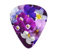 Graphic Pansy Easter Spring Flowers,12 Pcs Guitar Pick,3 Different Thickness Plectrums for Acoustic Guitar Bass Ukulele (0.46mm 0.96mm 0.71mm)