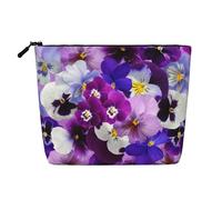 Graphic Pansy Easter Spring Flowers, Cosmetic Bag Imitation Linen Makeup Bag Portable Travel Toiletry Bag