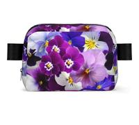Graphic Pansy Easter Spring Flowers, Square Waist Bag Travel Bum Bag Casual Chest Bag Fanny Pack for Men Women