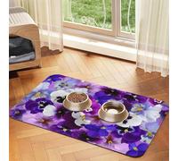 Graphic Pansy Easter Spring Flowers,Waterproof Pet Feeding Mat,PU Leather Placemats for Cat Dog Water Bowl,Food Mats,30x45cm