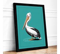 Graphic Pelican Framed Wall Art Print A2 Black