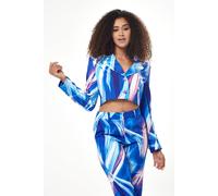 Graphic Print Crop Blazer In Blue Liquorish Multi 16
