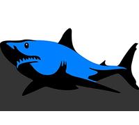 Graphic Shark Art No.3 Modern Canvas Wall Art Print Ready to Hang, Framed Picture for Living Room Bedroom Home Office Décor, 60x40 cm (24x16 Inch)