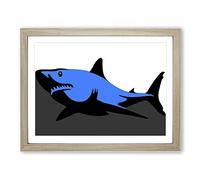 Graphic Shark Art No.3 Modern Framed Print | A2 Oak Framed Wall Art | Ready to Hang | Modern Animal Picture | Living Room Bedroom Lounge Office